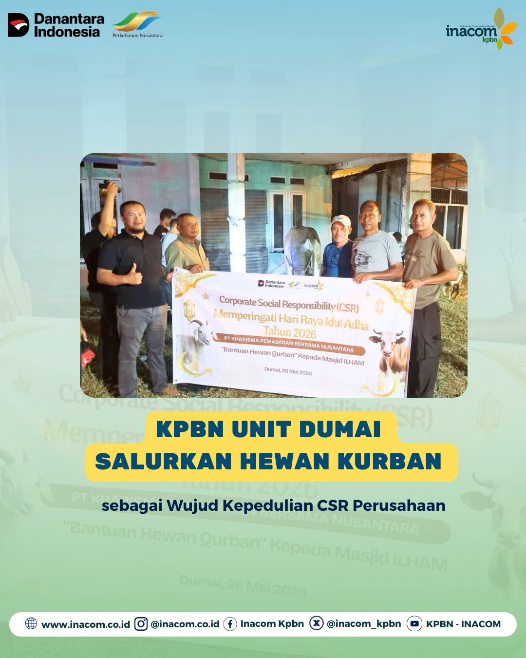 KPBN Unit Dumai Salurkan Hewan Kurban sebagai Wujud Kepedulian CSR Perusahaan