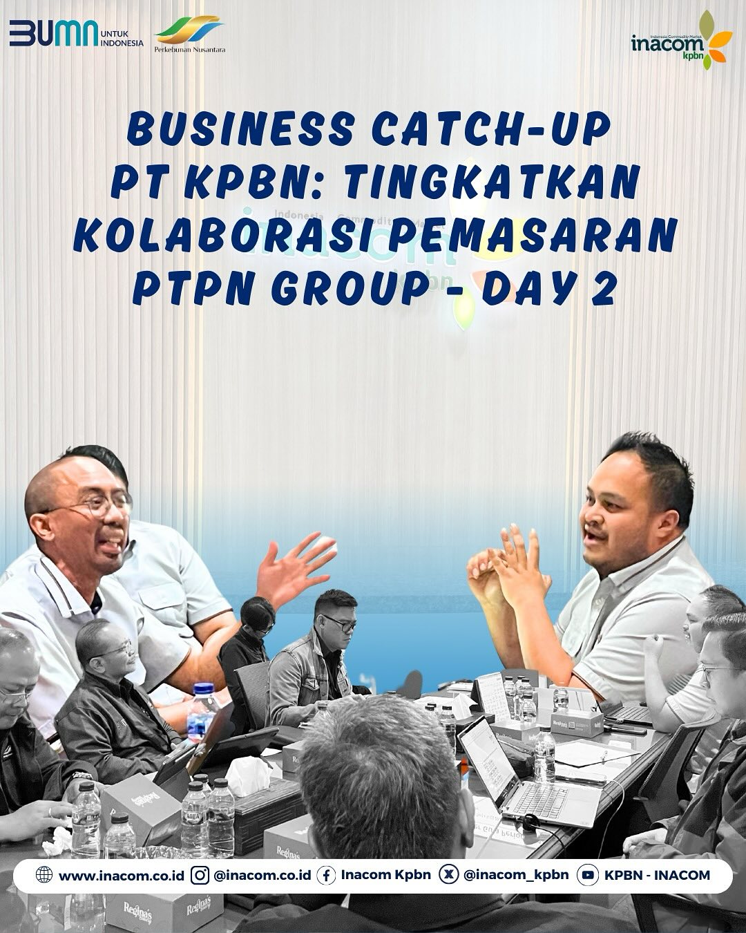 Here are a few options for translating `Business Catch-up PT KPBN: Tingkatkan Kolaborasi Pemasaran PTPN GROUP Day 2`, depending on the nuance you want to convey:<br />
<br />
<br />
<br />
*   Business Catch-up PT KPBN: Enhance Marketing Collaboration with PTPN GROUP Day 2<br />
<br />
Option 2 (Slightly more active and engaging):<br />
<br />
*   Business Catch-up PT KPBN: Boosting Marketing Collaboration with PTPN GROUP Day 2<br />
<br />
Option 3 (More formal):<br />
<br />
*   Business Catch-up PT KPBN: Strengthening Marketing Collaboration with PTPN GROUP Day 2<br />
<br />
Option 4 (If `Catch-up` implies a meeting or event):<br />
<br />
*   PT KPBN Business Catch-up: Enhancing Marketing Collaboration with PTPN GROUP - Day 2<br />
<br />
Which option is best depends on the context.  If you want something concise and easy to understand, Option 1 is a good choice. If you want to emphasize the positive action, Option 2 is suitable. For a more professional tone, Option 3 could work well. If the `Catch-up` is part of an event name, then Option 4 might be better.