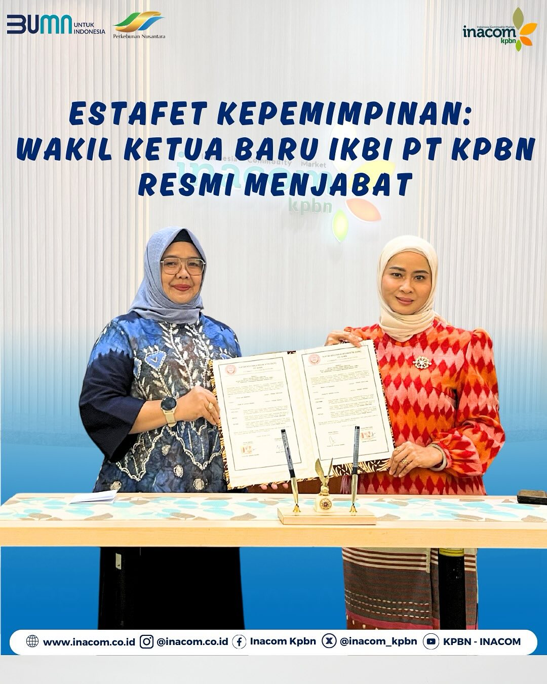 Here are a few options for translating `Estafet Kepemimpinan: Wakil Ketua IKBI PT KPBN Resmi Menjabat,` with slightly different nuances:<br />
<br />
*    (This is a straightforward and common translation)<br />
<br />
*   Passing the Torch: Vice Chairman of IKBI PT KPBN Officially Assumes Position (This uses a more figurative expression, `passing the torch,` to convey the idea of a handover.)<br />
<br />
*   Leadership Transition: Vice Chairman of IKBI PT KPBN Inaugurated (This translation emphasizes a change of leadership and uses the word `inaugurated,` which is a more formal way to say `officially takes office.`)<br />
<br />
*   Succession: Vice Chairman of IKBI PT KPBN Formally Appointed (This translation focuses on the succession of leadership and uses the word `formally appointed,` which is a more formal way to say `officially takes office.`)<br />
<br />
The best option depends on the specific context and the tone you want to convey. In most cases, the first option, `Leadership Relay: Vice Chairman of IKBI PT KPBN Officially Takes Office,` is the most suitable.
